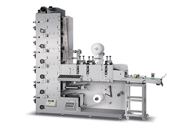 Maquina impresora flexografica con tres estaciones de troquelado rotativo ZBS-450G